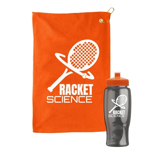 27 oz. Poly-pure transparent bottle with microfiber golf towel. Towel is... from ASI 40480 Koozie Group