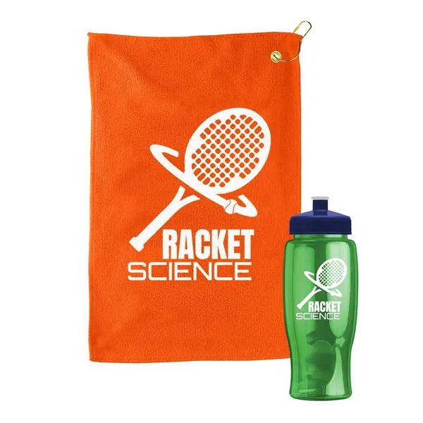 27 oz. Poly-pure transparent bottle with microfiber golf towel. Towel is... from ASI 40480 Koozie Group
