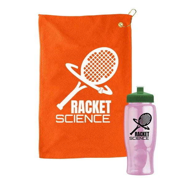 27 oz. Poly-pure transparent bottle with microfiber golf towel. Towel is... from ASI 40480 Koozie Group