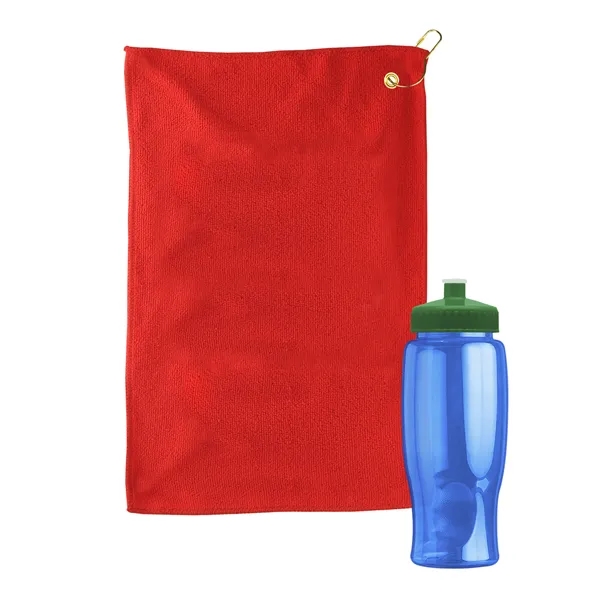 27 oz. Poly-pure transparent bottle with microfiber golf towel. Towel is... from ASI 40480 Koozie Group