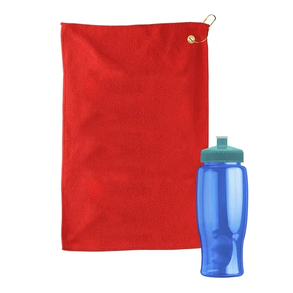 27 oz. Poly-pure transparent bottle with microfiber golf towel. Towel is... from ASI 40480 Koozie Group