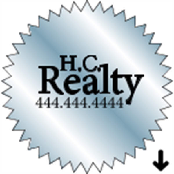 3" starburst designed roll labels with a one color imprint.... from ASI 89910 Stouse, LLC