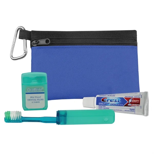 Two-tone 600D polyester zipper tote Premium Toothbrush kit.... from ASI 40480 Koozie Group