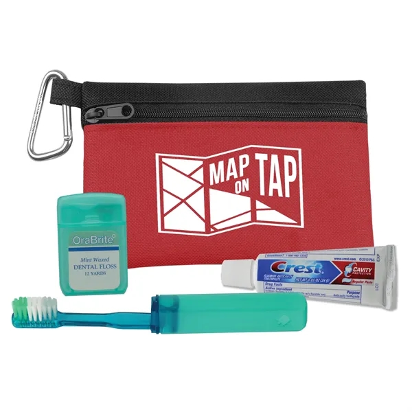 Two-tone 600D polyester zipper tote Premium Toothbrush kit.... from ASI 40480 Koozie Group