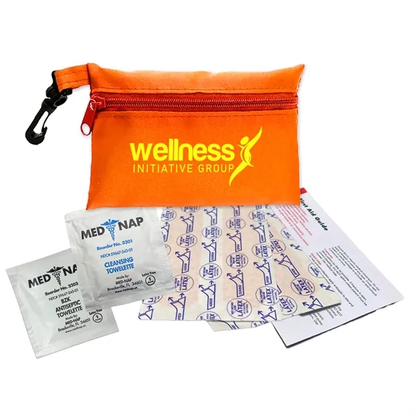 Brightly colored polyester first aid zip bag with hang clip. Convenient,... from ASI 40480 Koozie Group