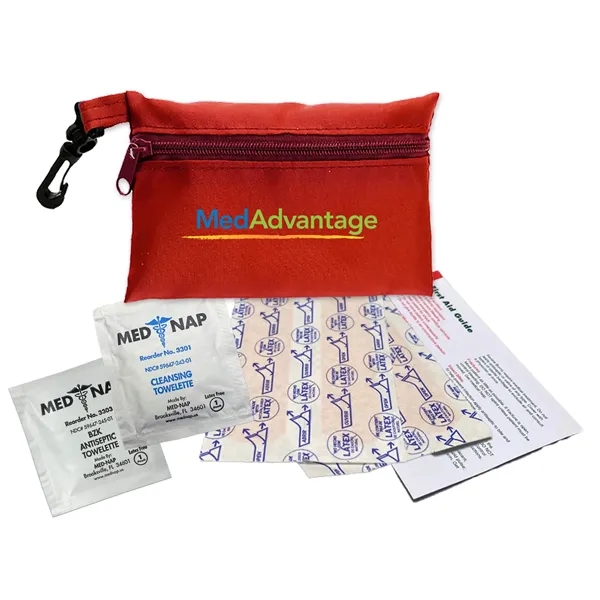 Brightly colored polyester first aid zip bag with hang clip. Convenient,... from ASI 40480 Koozie Group