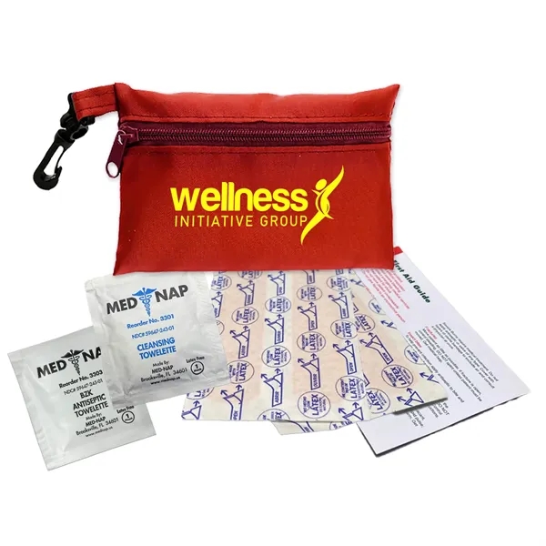 Brightly colored polyester first aid zip bag with hang clip. Convenient,... from ASI 40480 Koozie Group