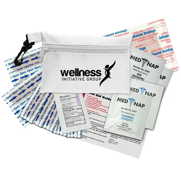 Brightly colored polyester first aid zip bag with hang clip. Convenient,... from ASI 40480 Koozie Group