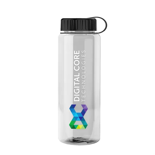 Transparent sports bottle, 32 oz. made of recycled PETE with tethered... from ASI 40480 Koozie Group