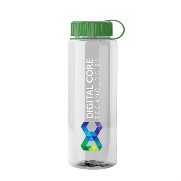 Transparent sports bottle, 32 oz. made of recycled PETE with tethered... from ASI 40480 Koozie Group
