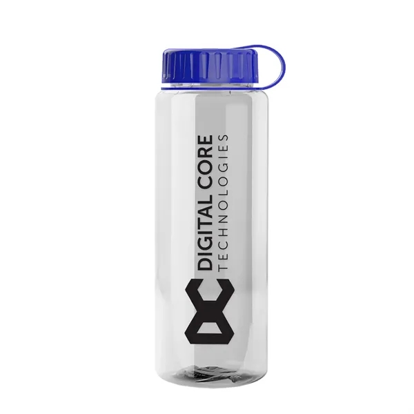 Transparent sports bottle, 32 oz. made of recycled PETE with tethered... from ASI 40480 Koozie Group