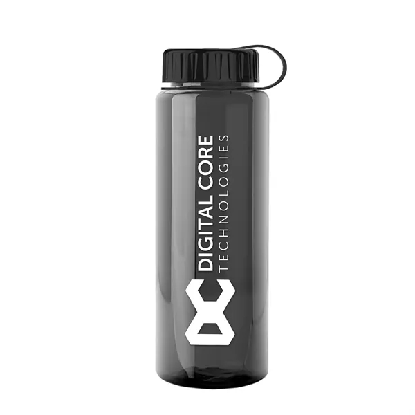Transparent sports bottle, 32 oz. made of recycled PETE with tethered... from ASI 40480 Koozie Group