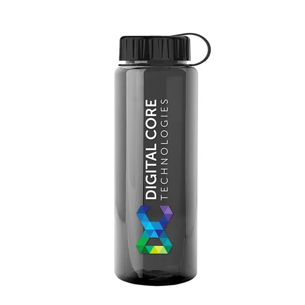Transparent sports bottle, 32 oz. made of recycled PETE with tethered... from ASI 40480 Koozie Group