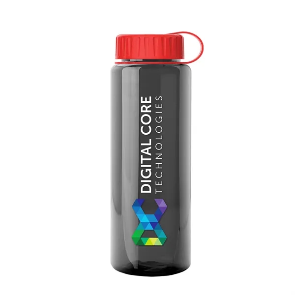 Transparent sports bottle, 32 oz. made of recycled PETE with tethered... from ASI 40480 Koozie Group