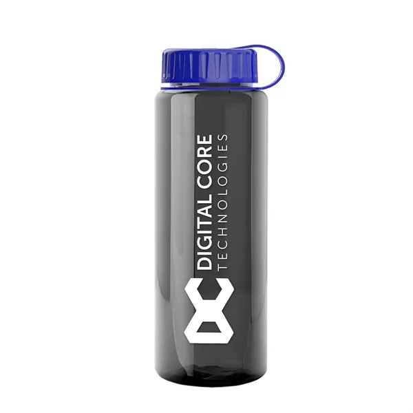 Transparent sports bottle, 32 oz. made of recycled PETE with tethered... from ASI 40480 Koozie Group