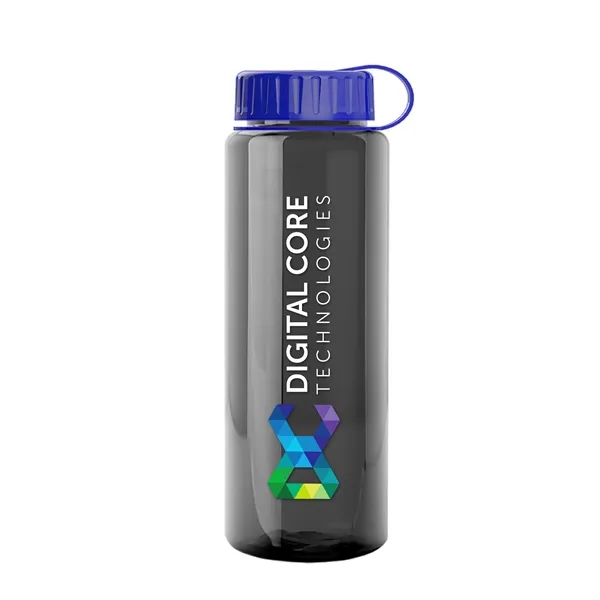 Transparent sports bottle, 32 oz. made of recycled PETE with tethered... from ASI 40480 Koozie Group