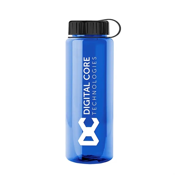 Transparent sports bottle, 32 oz. made of recycled PETE with tethered... from ASI 40480 Koozie Group