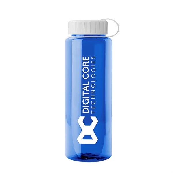 Transparent sports bottle, 32 oz. made of recycled PETE with tethered... from ASI 40480 Koozie Group