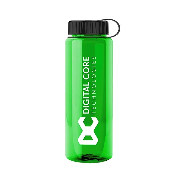 Transparent sports bottle, 32 oz. made of recycled PETE with tethered... from ASI 40480 Koozie Group