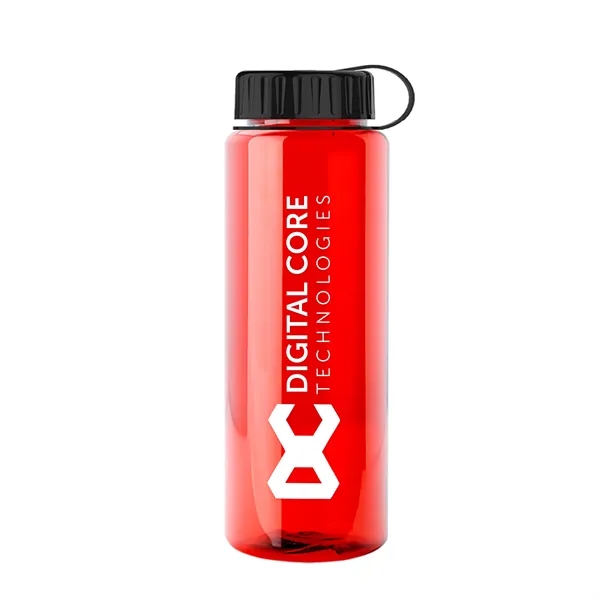 Transparent sports bottle, 32 oz. made of recycled PETE with tethered... from ASI 40480 Koozie Group