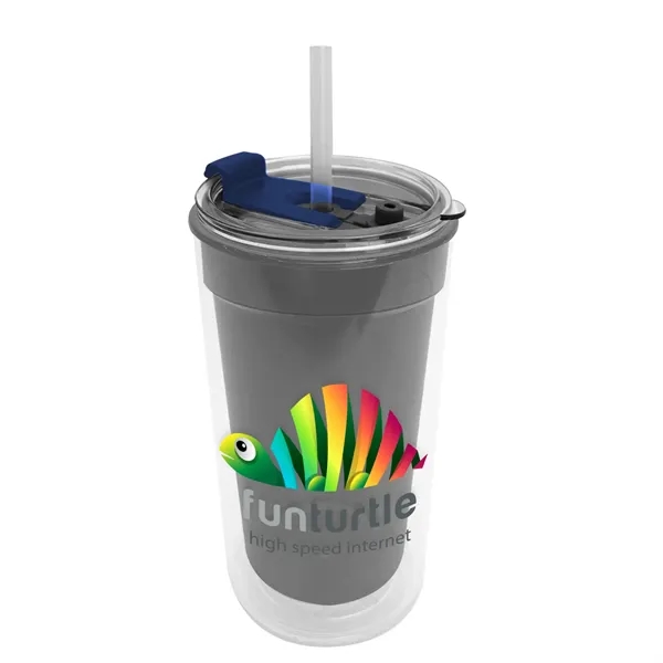 14 oz. Transparent Tumbler with 2-in-1 Flip and Straw lid. Top... from ASI 40480 Koozie Group