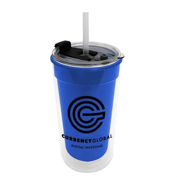 14 oz. Transparent Tumbler with 2-in-1 Flip and Straw lid. Top... from ASI 40480 Koozie Group