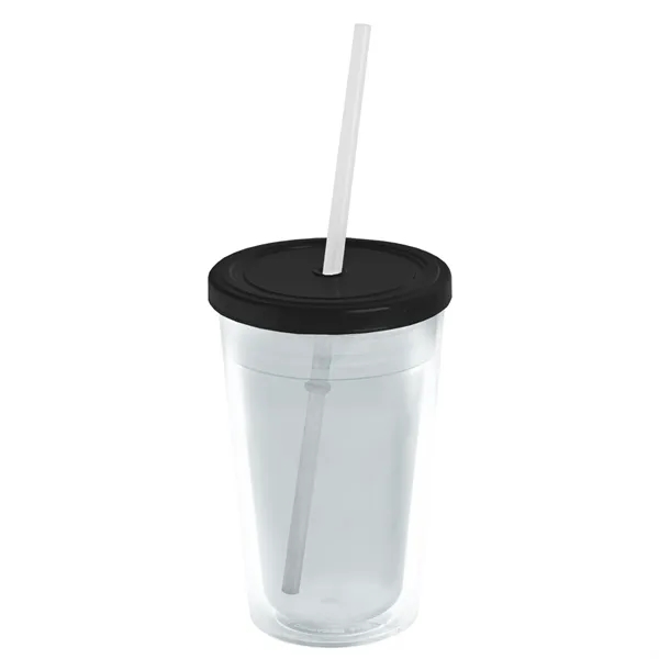 16 oz. Double-Wall Insulated Transparent Tumbler with Lid &amp; Straw... from ASI 40480 Koozie Group