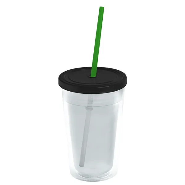 16 oz. Double-Wall Insulated Transparent Tumbler with Lid &amp; Straw... from ASI 40480 Koozie Group