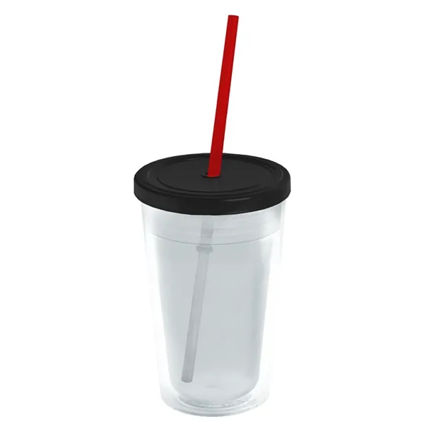 16 oz. Double-Wall Insulated Transparent Tumbler with Lid &amp; Straw... from ASI 40480 Koozie Group