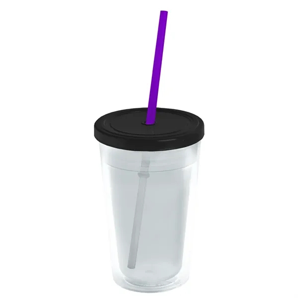 16 oz. Double-Wall Insulated Transparent Tumbler with Lid &amp; Straw... from ASI 40480 Koozie Group