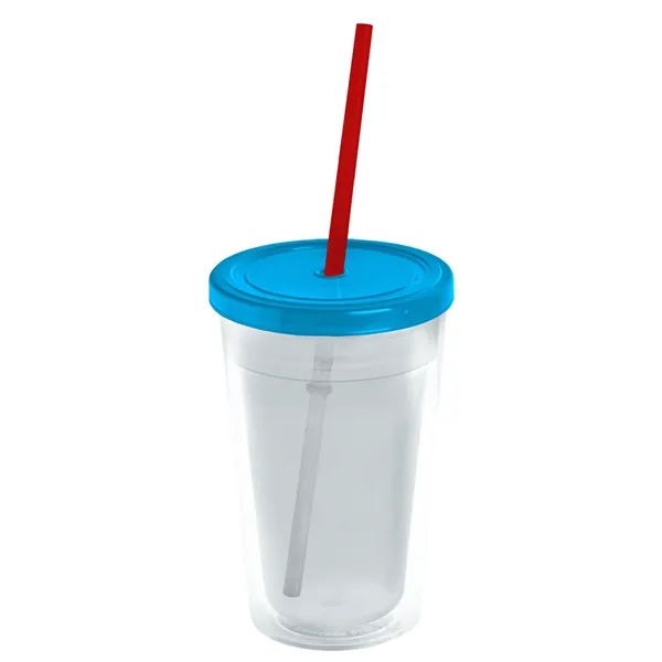 16 oz. Double-Wall Insulated Transparent Tumbler with Lid &amp; Straw... from ASI 40480 Koozie Group