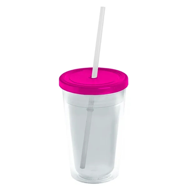 16 oz. Double-Wall Insulated Transparent Tumbler with Lid &amp; Straw... from ASI 40480 Koozie Group