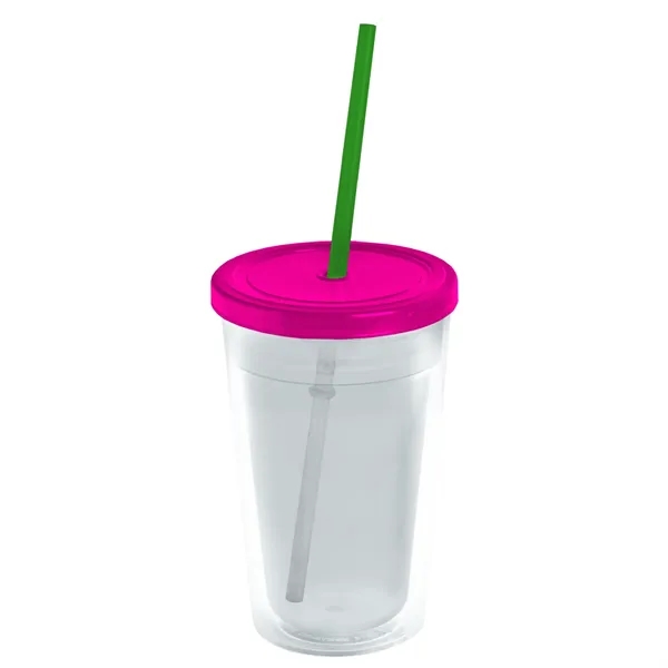 16 oz. Double-Wall Insulated Transparent Tumbler with Lid &amp; Straw... from ASI 40480 Koozie Group