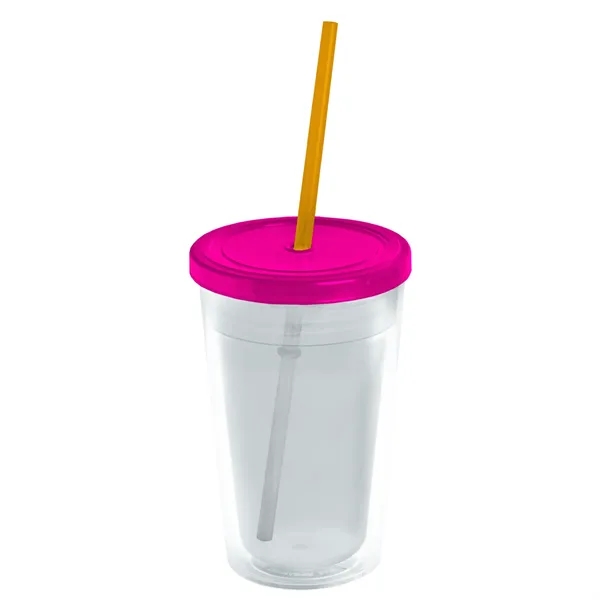 16 oz. Double-Wall Insulated Transparent Tumbler with Lid &amp; Straw... from ASI 40480 Koozie Group