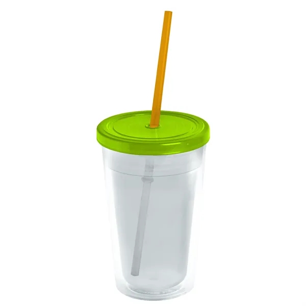 16 oz. Double-Wall Insulated Transparent Tumbler with Lid &amp; Straw... from ASI 40480 Koozie Group