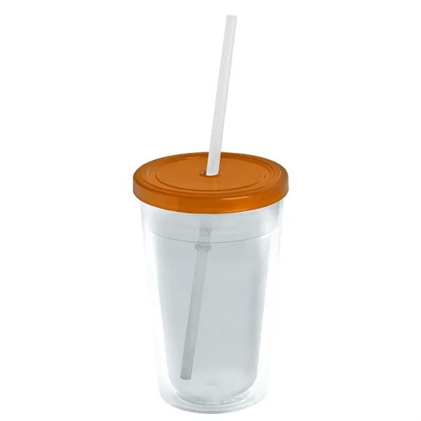 16 oz. Double-Wall Insulated Transparent Tumbler with Lid &amp; Straw... from ASI 40480 Koozie Group