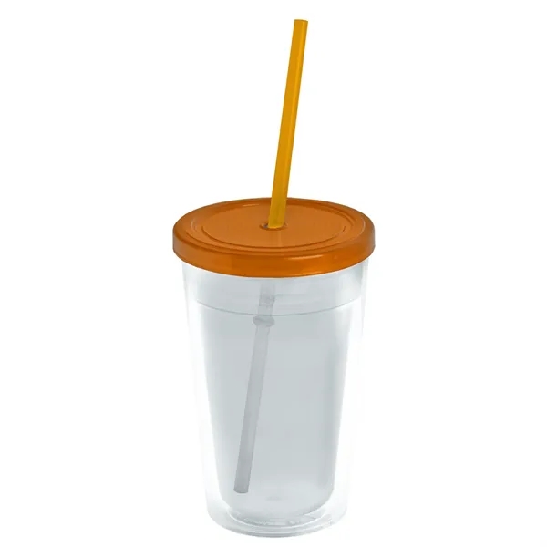 16 oz. Double-Wall Insulated Transparent Tumbler with Lid &amp; Straw... from ASI 40480 Koozie Group