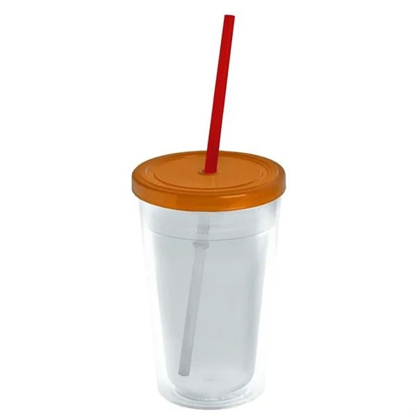 16 oz. Double-Wall Insulated Transparent Tumbler with Lid &amp; Straw... from ASI 40480 Koozie Group