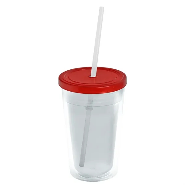 16 oz. Double-Wall Insulated Transparent Tumbler with Lid &amp; Straw... from ASI 40480 Koozie Group