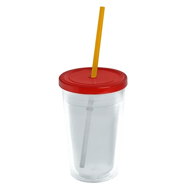 16 oz. Double-Wall Insulated Transparent Tumbler with Lid &amp; Straw... from ASI 40480 Koozie Group