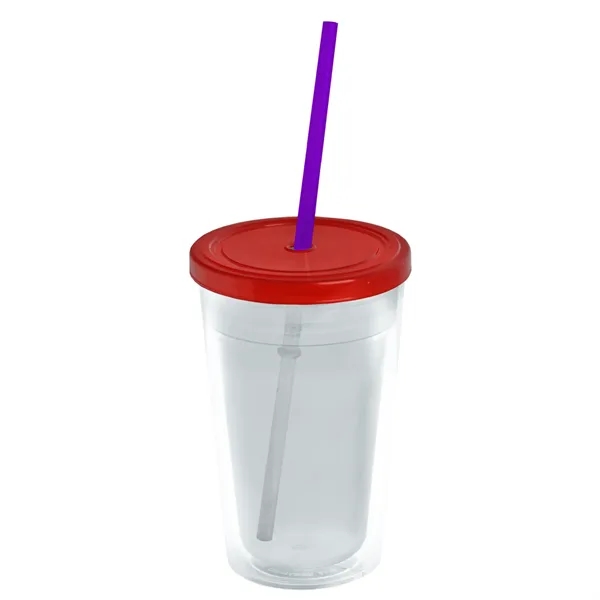 16 oz. Double-Wall Insulated Transparent Tumbler with Lid &amp; Straw... from ASI 40480 Koozie Group