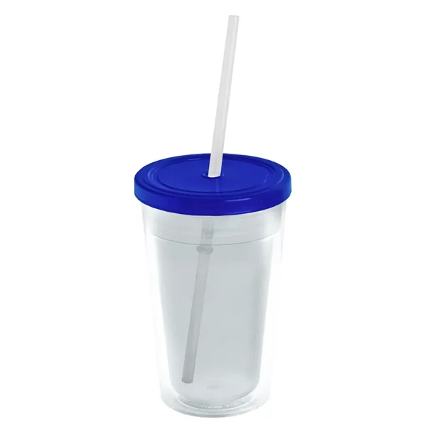 16 oz. Double-Wall Insulated Transparent Tumbler with Lid &amp; Straw... from ASI 40480 Koozie Group