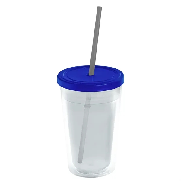 16 oz. Double-Wall Insulated Transparent Tumbler with Lid &amp; Straw... from ASI 40480 Koozie Group