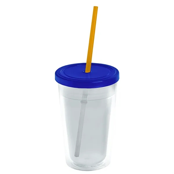 16 oz. Double-Wall Insulated Transparent Tumbler with Lid &amp; Straw... from ASI 40480 Koozie Group