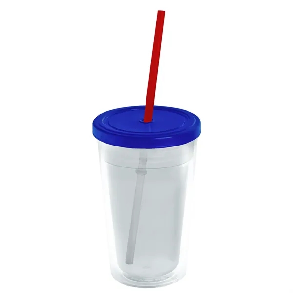 16 oz. Double-Wall Insulated Transparent Tumbler with Lid &amp; Straw... from ASI 40480 Koozie Group