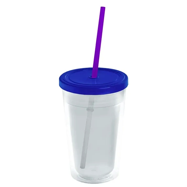 16 oz. Double-Wall Insulated Transparent Tumbler with Lid &amp; Straw... from ASI 40480 Koozie Group