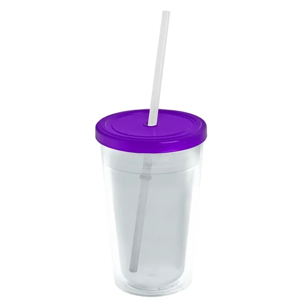 16 oz. Double-Wall Insulated Transparent Tumbler with Lid &amp; Straw... from ASI 40480 Koozie Group