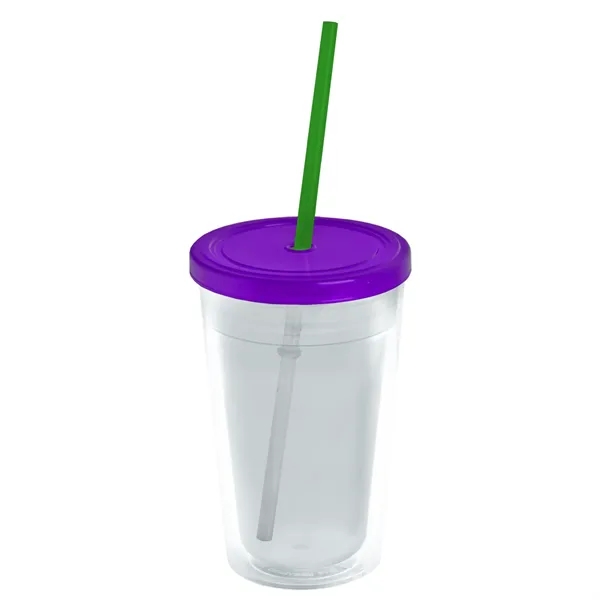 16 oz. Double-Wall Insulated Transparent Tumbler with Lid &amp; Straw... from ASI 40480 Koozie Group