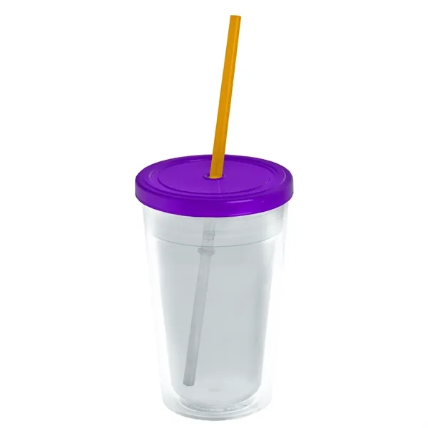 16 oz. Double-Wall Insulated Transparent Tumbler with Lid &amp; Straw... from ASI 40480 Koozie Group