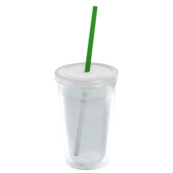 16 oz. Double-Wall Insulated Transparent Tumbler with Lid &amp; Straw... from ASI 40480 Koozie Group